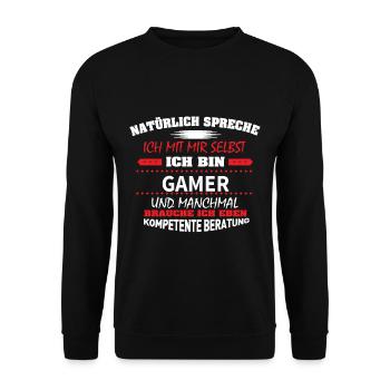 Funny gamer saying - gaming t shirt advice - Unisex Sweatshirt - black - Front - Alina (178cm) & Michal (187cm)