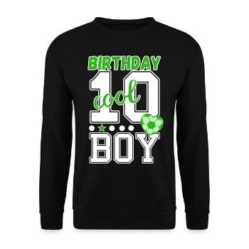 10. Geburtstag Nummer 10 Fußball Junge - Unisex Pullover - Schwarz - Vorne - Alina (178cm) & Michal (187cm)
