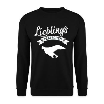 Lieblingsplätzchen Borkum - Unisex Pullover - Schwarz - Vorne - Alina (178cm) & Michal (187cm)