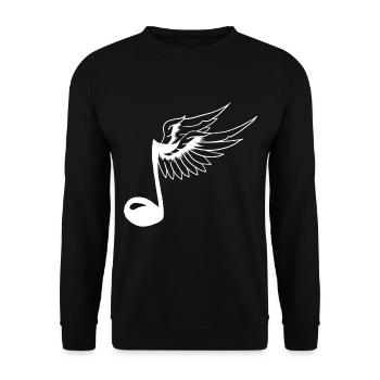 Schöne Note mit Flügeln Musik Symbol Geschenk - Unisex Pullover - Schwarz - Vorne - Alina (178cm) & Michal (187cm)