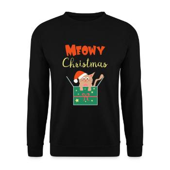süße Weihnachtskatze Meowy Christmas Geschenk - Unisex Pullover - Schwarz - Vorne - Alina (178cm) & Michal (187cm)