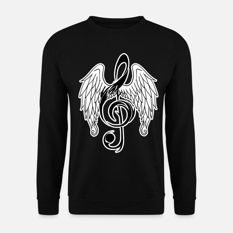 Notenschlüssel mit Flügeln Musiker Symbol Geschenk - Unisex Pullover - Schwarz