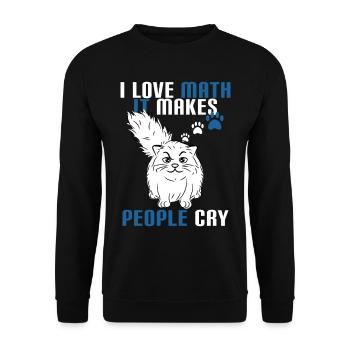 Kreatives T-Stück Design mit Text "Ich liebe Mathe es - Unisex Pullover - Schwarz - Vorne - Alina (178cm) & Michal (187cm)
