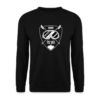 Born To Ski Sports d'hiver Piste de ski Vacances au ski Remontées mécaniques - Sweat-shirt Unisexe - noir - Devant - Alina (178cm) & Michal (187cm)