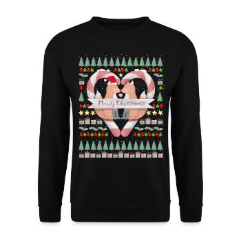 Modèle de Noël de coeur de renards de Noël drôles - Sweat-shirt Unisexe - noir - Devant - Alina (178cm) & Michal (187cm)