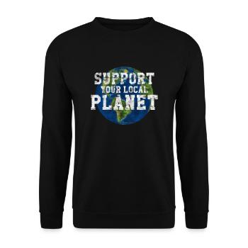 Support Your Local Planet | Natur Umwelt Geschenk - Unisex Pullover - Schwarz - Vorne - Alina (178cm) & Michal (187cm)