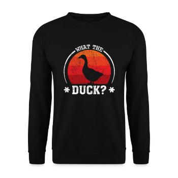 Ente Lustiges Wortspiel - Unisex Pullover - Schwarz - Vorne - Alina (178cm) & Michal (187cm)