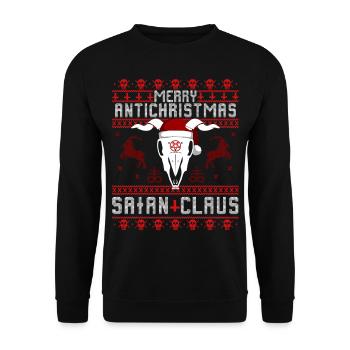 Merry Antichristmas - Satan Claus Ugly Sweater - Unisex Sweatshirt - black - Front - Alina (178cm) & Michal (187cm)