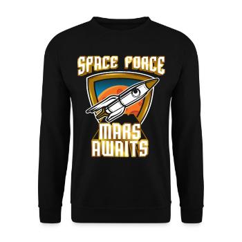 US Space Force Vintage Art Colonize Conquer Mars - Unisex Sweatshirt - black - Front - Alina (178cm) & Michal (187cm)