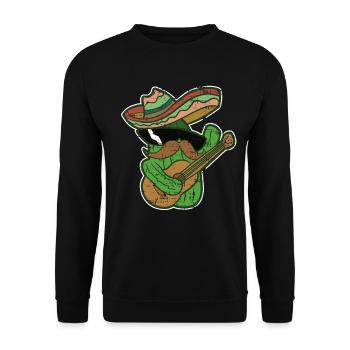 Kaktus Mexiko Sombrero bunt Geschenk Gitarre - Unisex Pullover - Schwarz - Vorne - Alina (178cm) & Michal (187cm)