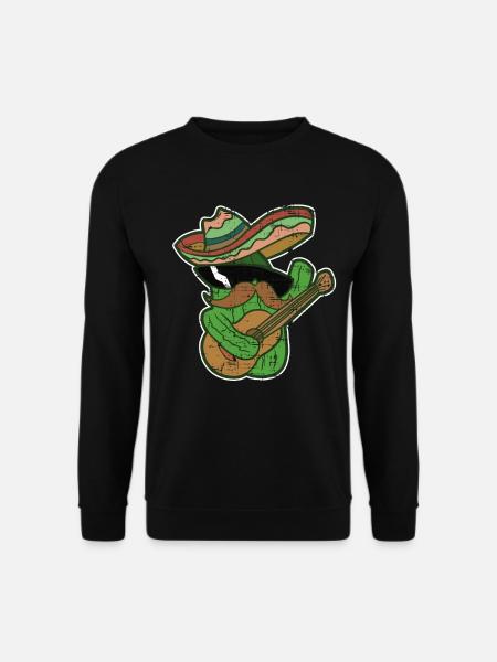 Kaktus Mexiko Sombrero bunt Geschenk Gitarre - Unisex Pullover - Schwarz