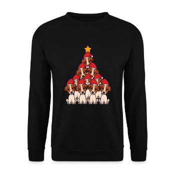 Cute Jack Russel Terrier Christmas Tree Shirt - Unisex Pullover - Schwarz - Vorne - Alina (178cm) & Michal (187cm)
