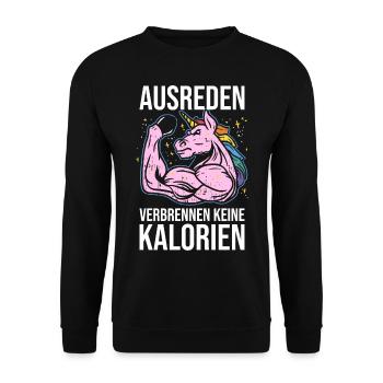 Motivation Calories Excuses Sport Licorne Fitness - Sweat-shirt Unisexe - noir - Devant - Alina (178cm) & Michal (187cm)