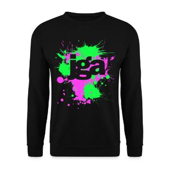 JGA Junggesellenabschied Farbklekse Klekse - Unisex Pullover - Schwarz - Vorne - Alina (178cm) & Michal (187cm)