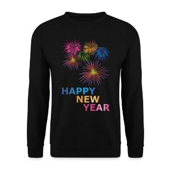 New Year Happy new year - Unisex Sweatshirt - black - Front - Alina (178cm) & Michal (187cm)