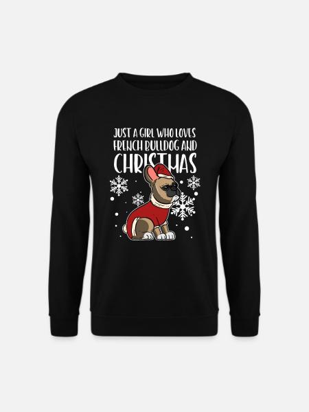 French Bulldog Christmas Santa Girl x-mas Gift - Unisex Pullover - Schwarz