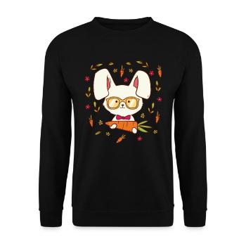 Rabbit T-Shirt Nerd Rabbit for Girls + Boys - Unisex Sweatshirt - black - Front - Alina (178cm) & Michal (187cm)