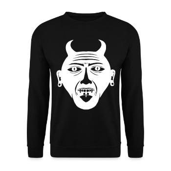 Oni Maske - Hannya Maske - Tiki Maske - Unisex Pullover - Schwarz - Vorne - Alina (178cm) & Michal (187cm)