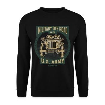 Military Off Road US Army Jeep - Unisex Sweatshirt - black - Front - Alina (178cm) & Michal (187cm)