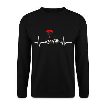Paragleiten Herzschlag - Unisex Pullover - Schwarz - Vorne - Alina (178cm) & Michal (187cm)