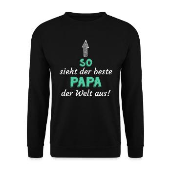 So sieht der BESTE PAPA der Welt aus - Unisex Pullover - Schwarz - Vorne - Alina (178cm) & Michal (187cm)
