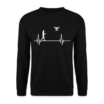 Drone Drone Heartbeat Pulse ECG Heart - Unisex Sweatshirt - black - Front - Alina (178cm) & Michal (187cm)