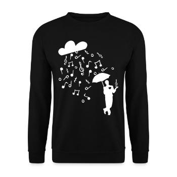 Notenschlüssel Singen Tanzen Instrument Geschenk - Unisex Pullover - Schwarz - Vorne - Alina (178cm) & Michal (187cm)