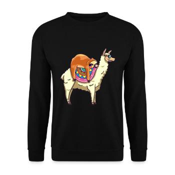 Sloth rides on lama riding lazy gift - Unisex Sweatshirt - black - Front - Alina (178cm) & Michal (187cm)