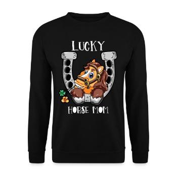 Lucky Horse Mom Mama cheval cheval maman - Sweat-shirt Unisexe - noir - Devant - Alina (178cm) & Michal (187cm)