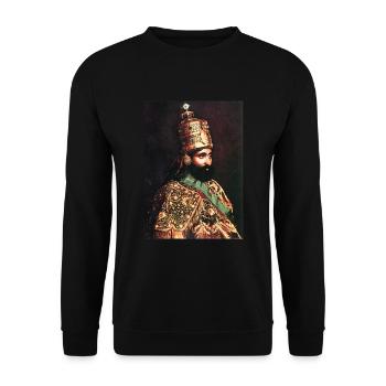 Haile Selassie Emperor of Ethiopia Jah Rastafari - Unisex Pullover - Schwarz - Vorne - Alina (178cm) & Michal (187cm)
