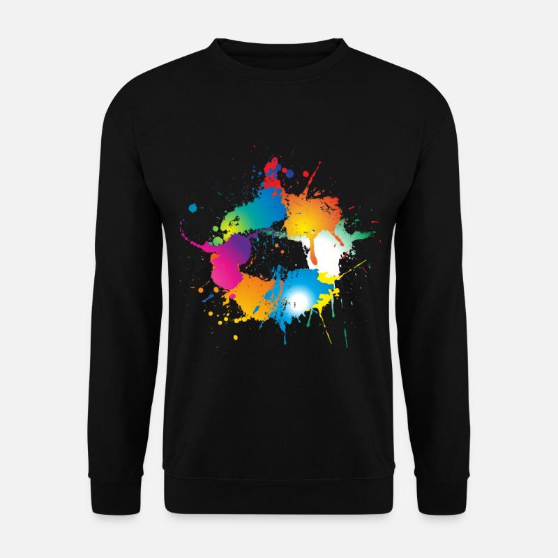 Bunte Farbkleckse ergeben einen Kreis - Unisex Pullover - Schwarz