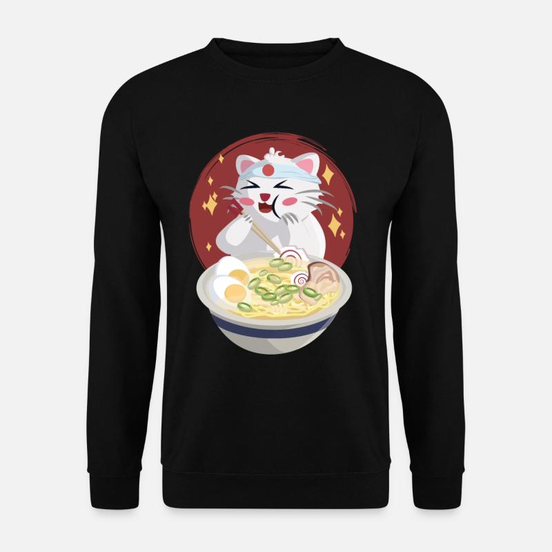 Cat eats noodles - Unisex Sweatshirt - black