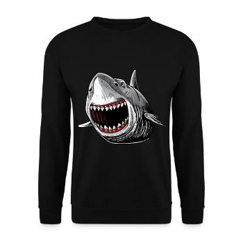 Shark Attack Shirt Megalodon Giant Horror Gift - Unisex Sweatshirt - black - Front - Alina (178cm) & Michal (187cm)