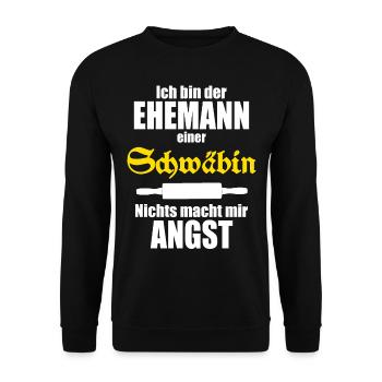 Ich bin der Ehemann einer Schwäbin - Unisex Pullover - Schwarz - Vorne - Alina (178cm) & Michal (187cm)