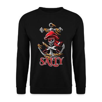 Weinlese-salzig Piraten-Anker-Seeshirt - Unisex Pullover - Schwarz - Vorne - Alina (178cm) & Michal (187cm)