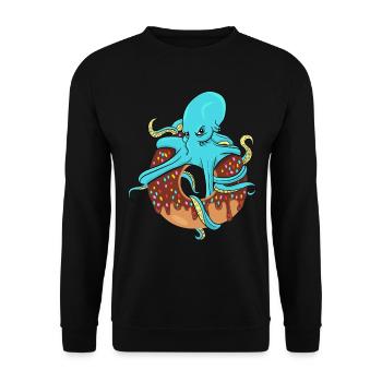 Essen Food Pizza Fastfood Octobus Donut Oktobus - Unisex Pullover - Schwarz - Vorne - Alina (178cm) & Michal (187cm)