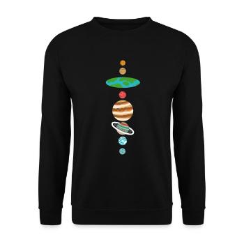 Flache Erde T-Shirt Flat Earth Geschenk Idee - Unisex Pullover - Schwarz - Vorne - Alina (178cm) & Michal (187cm)