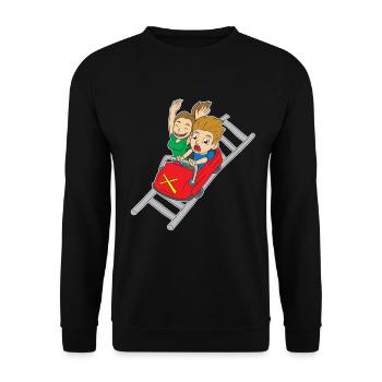 Roller Coaster Ride Theme Park Rummel Gift - Unisex Sweatshirt - black - Front - Alina (178cm) & Michal (187cm)