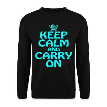 "Keep Calm Carry On" für chillige und coole Personen - Unisex Pullover - Schwarz - Vorne - Alina (178cm) & Michal (187cm)