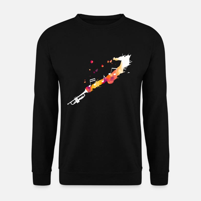 Trompete mit Musiknoten - Unisex Pullover - Schwarz