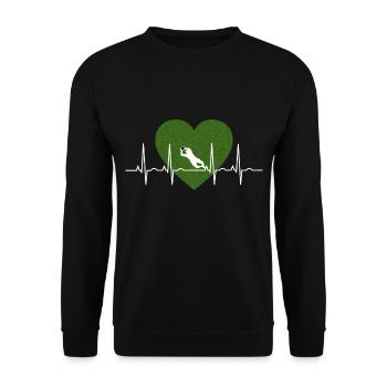 Herzschlag Torwart Fußball - Unisex Pullover - Schwarz - Vorne - Alina (178cm) & Michal (187cm)
