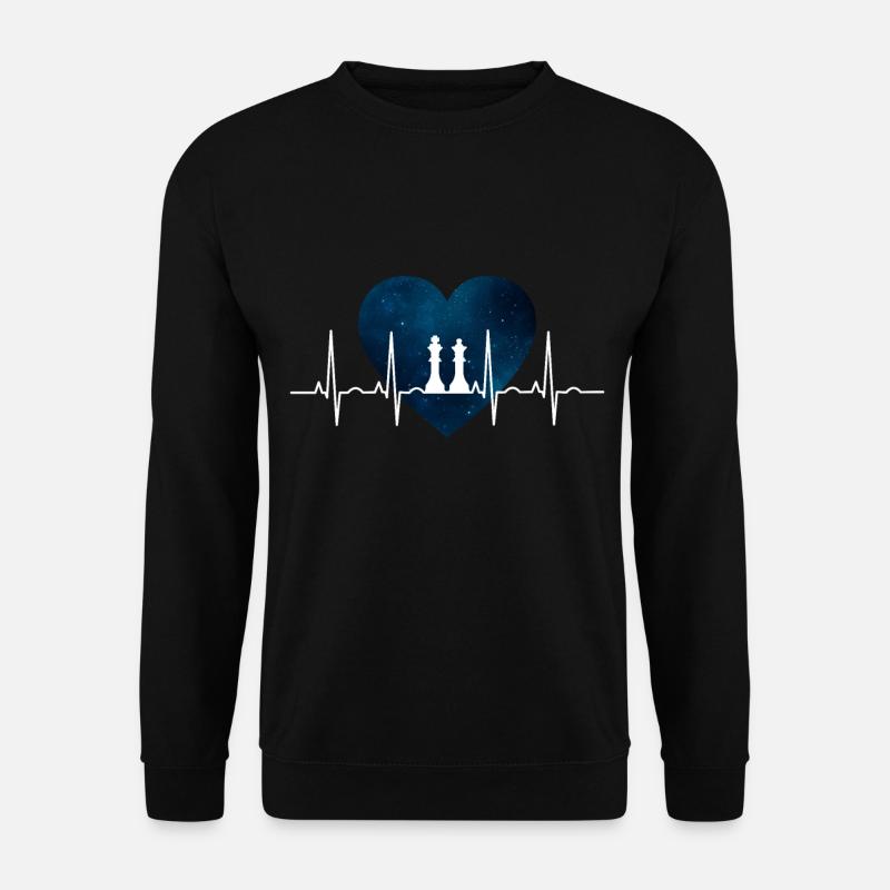 Herzschlag Schach König Dame - Unisex Pullover - Schwarz