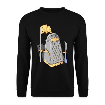 cheese warrior Käseritter Käse Cheese knight fight - Unisex Pullover - Schwarz - Vorne - Alina (178cm) & Michal (187cm)