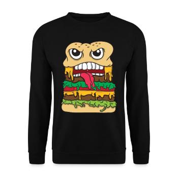Essen Food Pizza Fastfood Brainfood Ernährung cook - Unisex Pullover - Schwarz - Vorne - Alina (178cm) & Michal (187cm)