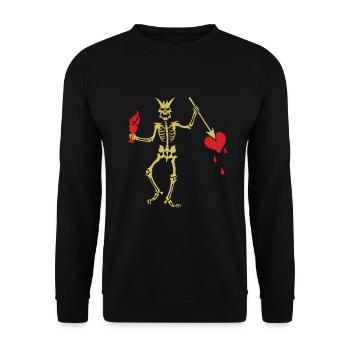 Blackbeard-Piratenflaggen-Hemd Piratenflagge - Unisex Pullover - Schwarz - Vorne - Alina (178cm) & Michal (187cm)