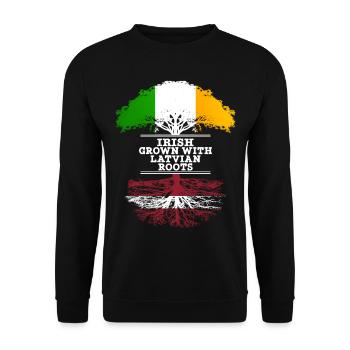 Irish Grown With Latvian Roots - Unisex Sweatshirt - black - Front - Alina (178cm) & Michal (187cm)