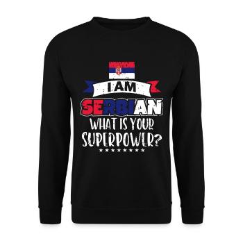 Serbien - Unisex Pullover - Schwarz - Vorne - Alina (178cm) & Michal (187cm)