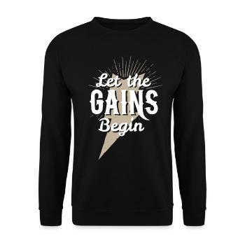 Let The Gains Begin Funny Exercise - Unisex Sweatshirt - black - Front - Alina (178cm) & Michal (187cm)