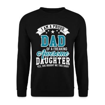 stolzer Vater eine großartigen Tochter - Unisex Pullover - Schwarz - Vorne - Alina (178cm) & Michal (187cm)