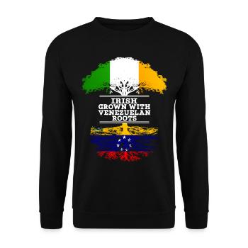Irish Grown With Venezuelan Roots - Unisex Sweatshirt - black - Front - Alina (178cm) & Michal (187cm)